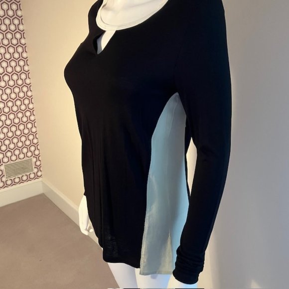 AIKO Black & White Top/Black leather back panel/Size XS - Picture 3 of 6